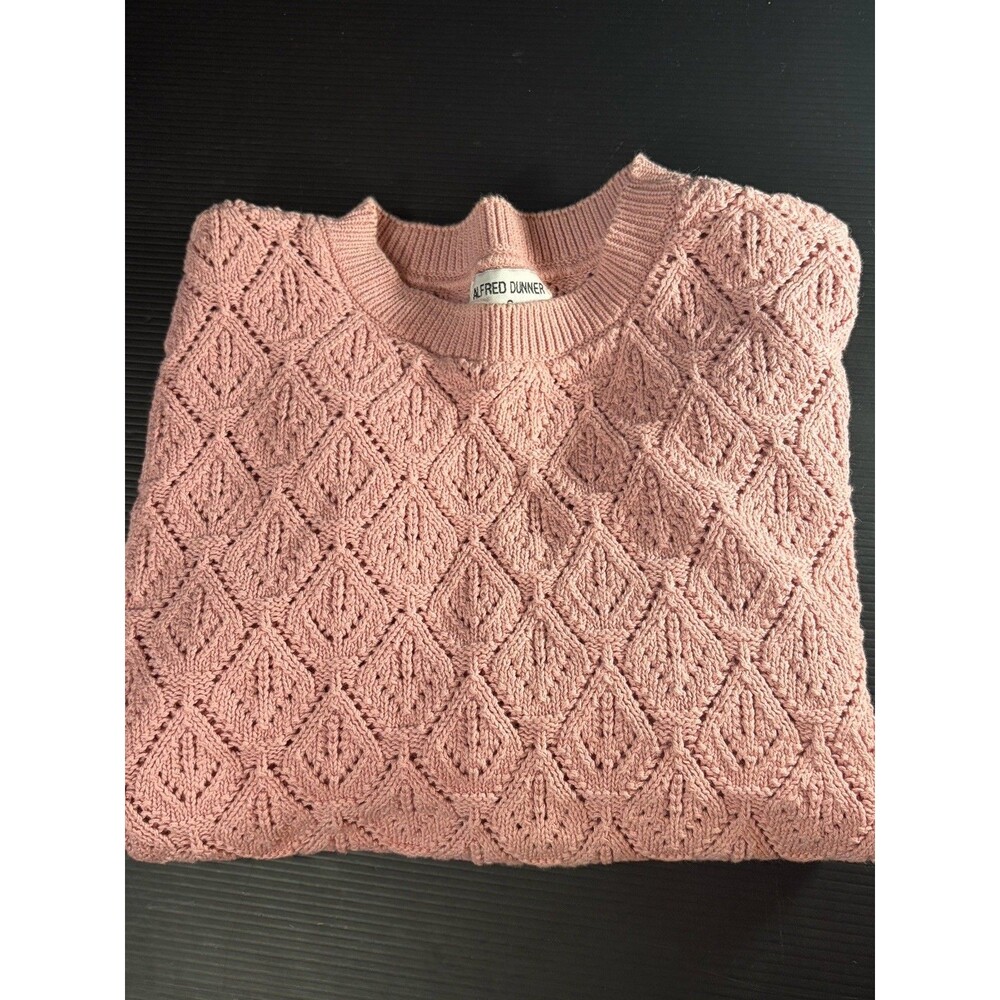 Vtg Alfred Dunner Dusty Rose Crochet Knit Short Sleeve Sweater Sz S Boho Fairy